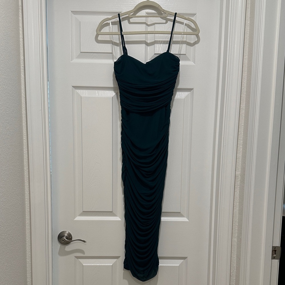 Elegant Teal Ruched Dress